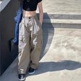 thumbnail image 4 of GYRATEDREAM Girls Cargo Pants Wide Leg Streetwear SweatPants with Pockets Causl Trendy Jogger Trousers 6-14 Years, 4 of 6