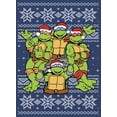 thumbnail image 2 of Boy's Teenage Mutant Ninja Turtles Ugly Christmas Sweater Pull Over Hoodie Navy Blue Heather Small, 2 of 4