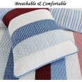 thumbnail image 2 of Cozy Line Patriotic Blue Striped 100% Cotton Reversible Quilt Bedding Set, Queen - 3 Piece, 2 of 4