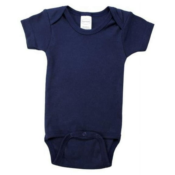 LS-0184 Interlock Short Sleeve Bodysuit, Navy - Newborn