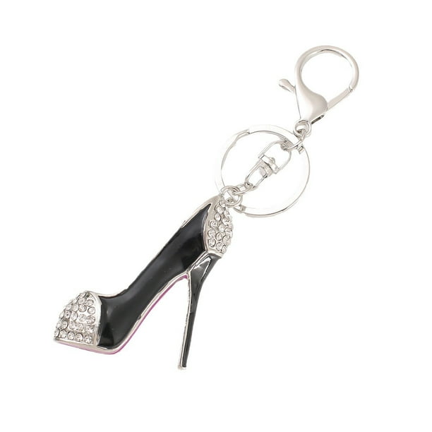 Zapato elegante de tacón alto negro con llavero para mujer