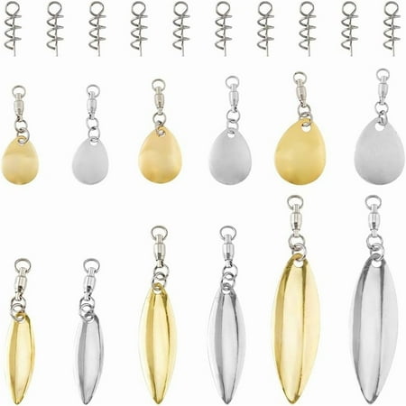 36Pcs 12 Styles Tail Spinners Colorado Willow Blades with 36Pcs Fishing Spring Pins Fishing Lure Spinner Blades with Ball Bearing Swivels Spinnerbait Lure for Lure Making Supplies Mixed Color