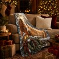 thumbnail image 3 of Peaceful Winter Forest Horse Painting, Rustic Farmhouse Horse Scene, Warm Flannel Blanket for Ranch House and Living Room, Horse Lovers Housewarming Gift, Rustic Home Decor, 3 of 9