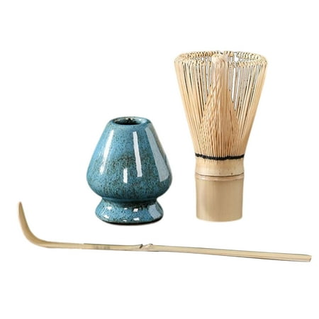 

3Pcs Japanese Tea Making Tools Matcha scoops Whisk Handcrafted Handmade Traditional Matcha Ceremony Set for Greeting Tea Room Party Gift Baby blue