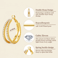 thumbnail image 5 of YEUOYEA 14K Gold Plated Inside Outside Hoop Earrings for Women Cubic Zirconia Hoops，25/30/40mm, 5 of 5