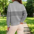 thumbnail image 6 of Bibifish Womens Sweatshirts Collared Striped Long Sleeve Soft Fleece Relaxed Fit Everyday Pullover Tops With Pocket, 6 of 7