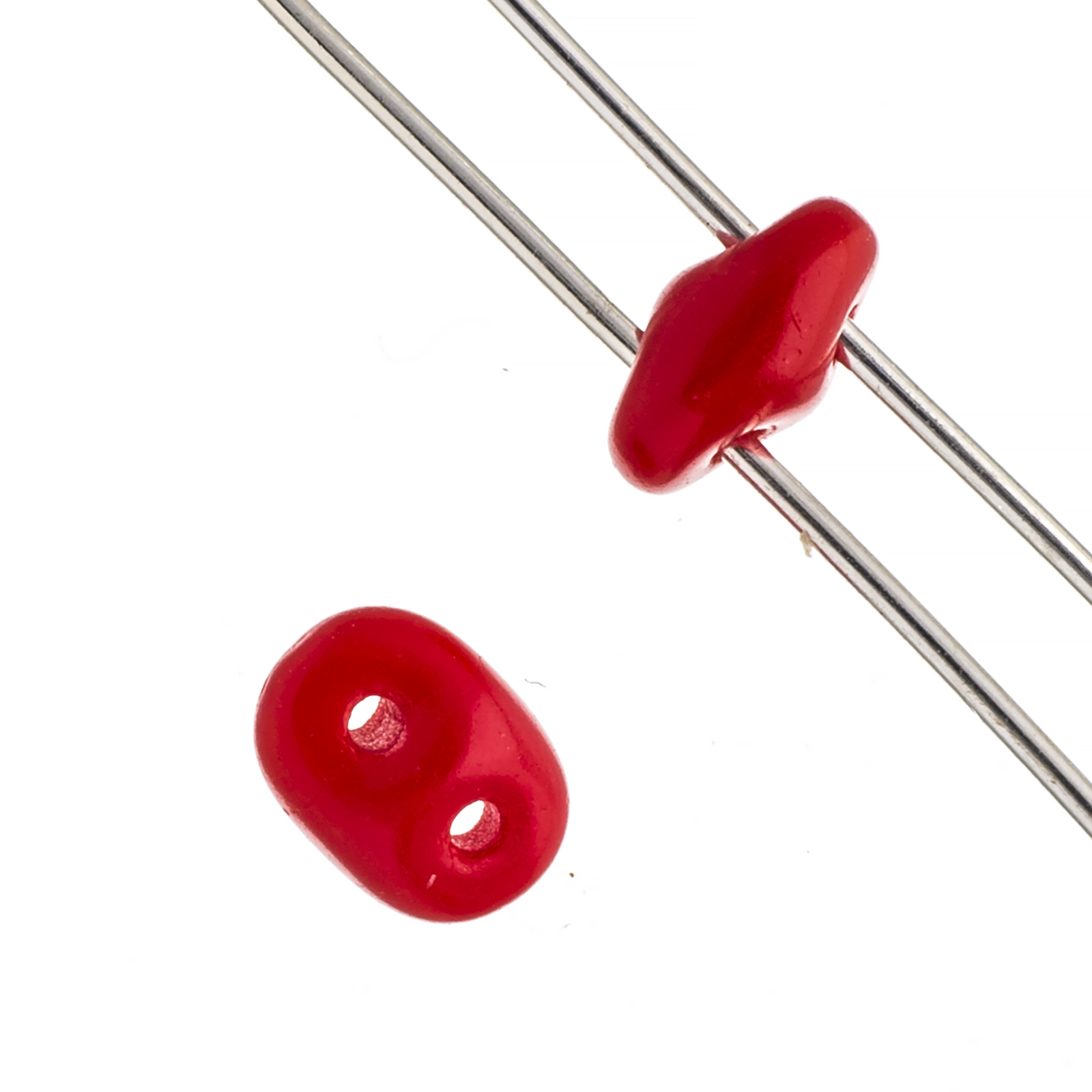 John Bead 100g Czech Glass Superduo 2-Hole Beads 2.5x5mm Opaque Coral Red