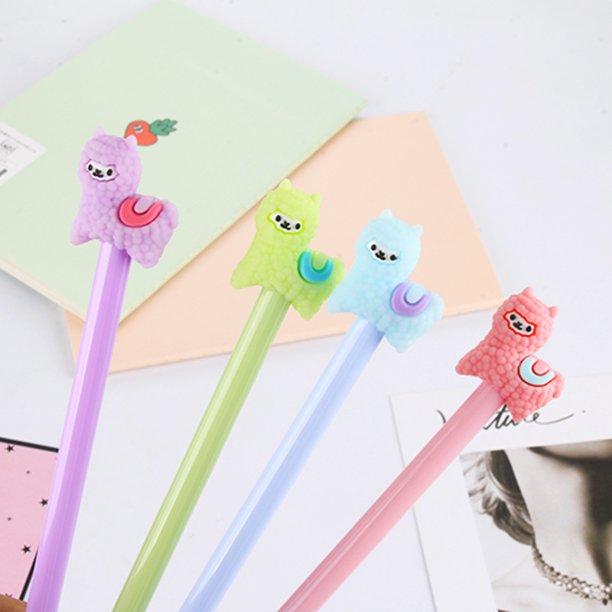 Pluma de Gel de Alpaca de felpa creativa de dibujos animados, bolígrafo de agua negro de cordero lindo, papelería para estudiantes, suministros escolares Kawaii, 40 piezas