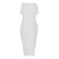 thumbnail image 5 of Women's Casual Loose Fit Round Neck Short Sleeve Solid Color Everyday Dress Comfortable Relaxed Outfit for Spring Summer Fall Womens Casual Trendy Midi Dresses, 5 of 5