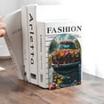 thumbnail image 6 of Susaid Flower Covered Vintage Car Print Wooden Bookends Decorative Book Ends for Shelves Heavy Books Holder Organizer Non-Slip Desk Book End for Kids Room Office School 1 Pairs, 6 of 8