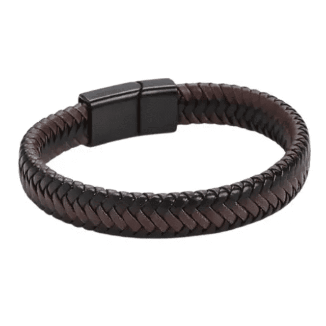 Pulsera Cuero Trenzado Xtellar Cierre Magnetico Iman Hombre Mujer