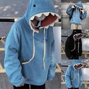 TrendOFT Womens Cute Shark Hoodies Cute Cartoon Animal Pullover Sweatshirts Long Sleeve Hooded Fall Tops For Teen Girls Streetwear Blue M