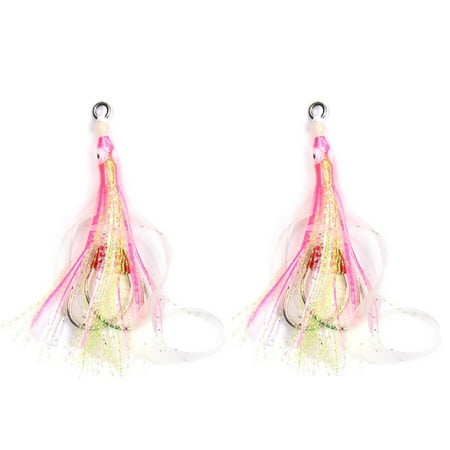LIVEST 2Pcs Fake Soft Bait Silicone Squid Skirts Simulation Luminous Squid Bait Slow Jigging Assist Fishing Hook for Sea Fishing
