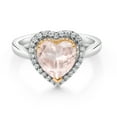 thumbnail image 2 of Gem Stone King 1.96 Cttw Heart Rose Rose Quartz and Lab Grown Diamond 925 Silver and 10K Yellow Gold Ring for Women | Gemstone Birthstone | 8MM Heart Shape (Size 8), 2 of 4