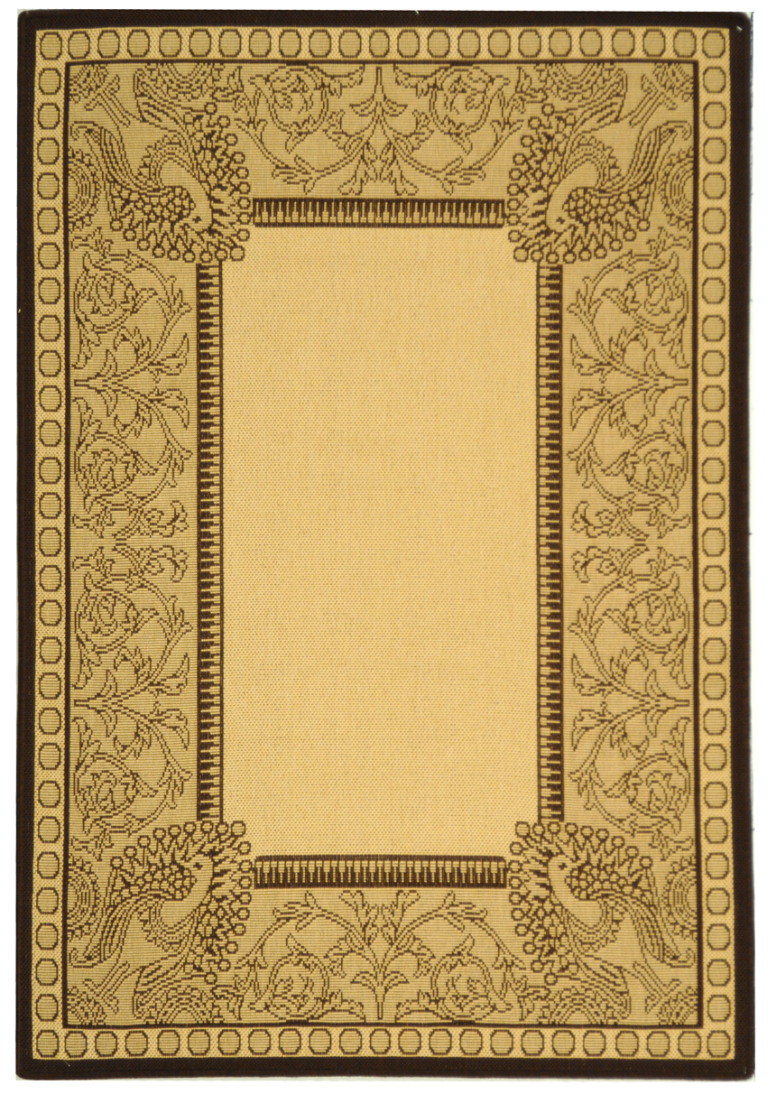 Safavieh Courtyard Cooper Botanical Indoor/Outdoor Area Rug, Natural/Chocolate, 4' x 5'7"