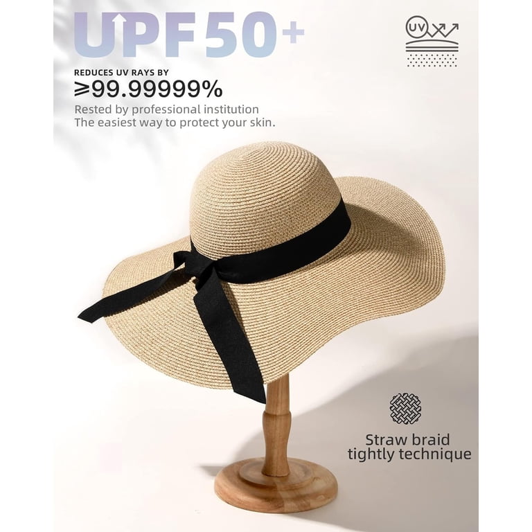 CAILDANL Womens Sun Straw Hat Wide Brim UPF 50 Summer Hat  display picture 1
