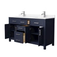 thumbnail image 3 of Wyndham Collection Beckett 60" Wood Double Bathroom Vanity in Dark Blue/Nickel, 3 of 6