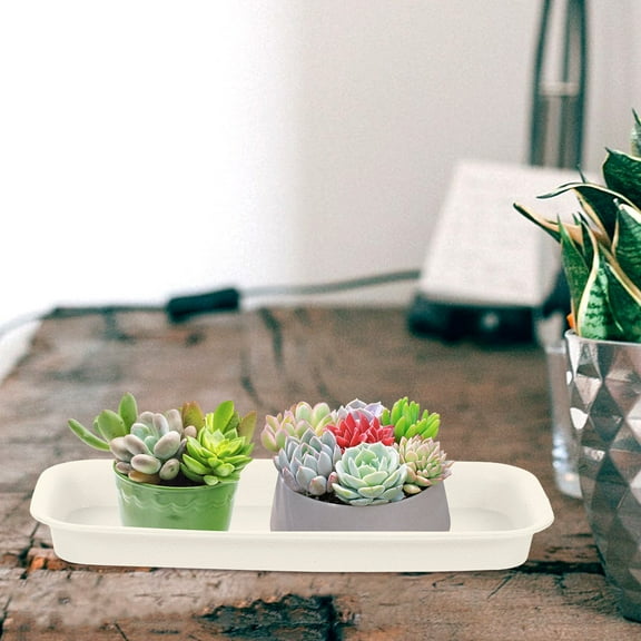 Masteelf  3 Pcs Waterproof Tray Flower Pot Base Indoor Plant Drip Rectangular White