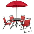 thumbnail image 2 of 6 Piece Red Patio Garden Set with Table, Umbrella and 4 Folding Chairs, 2 of 13