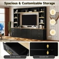 thumbnail image 6 of Harper & Bright Designs Farmhouse Wall Unit Entertainment Center 4-Piece with Bookshelves, Media Console with Adjustable Shelves, Large TV Stand with Storage for 75" TV, Black, 6 of 16