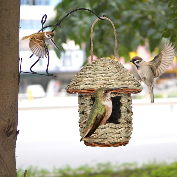 Handwoven Warm Cozy Bird House Straw Pet Gardening Decorations