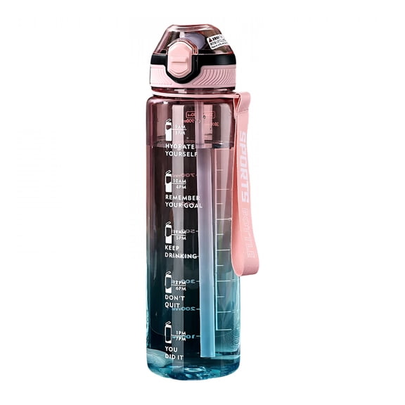 ACDANC 1000ml Clear Water Bottle With Straw, BPA-Free Sports Bottle, Dishwasher Safe, Leak-Proof, Motivational Water Bottle With Markings For School, Sports