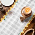 thumbnail image 3 of Sunflower Gnomes Table Runner 72 Inches, Summer Botanical Floral Grey Plaid Bed Runner Dresser Scarves Tabletop for Indoor Outdoor Parties/Ceremony/Banquet, 18" x 72", 3 of 9