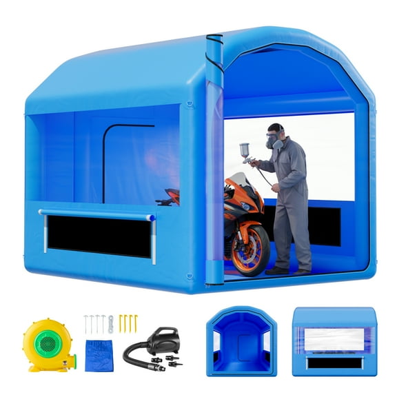 VEVOR Inflatable Paint Booth, 9.84 x 8.2 x 8.2 ft, Inflatable Spray Booth with 550W Powerful Blower and Air Filter System, Round Roof, for Painting Bicycle, Motorcycle, and Automotive Sheet Metal