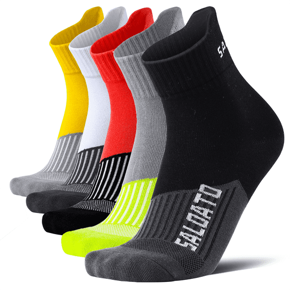 Mqamex 5 Pairs Men's Athletic Socks,Moisture Wicking,Breathable Cushioning,Sizes 6.5-10