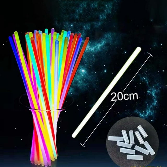 Children's Colorful Light Sticks, Body-Attached Dancing Sticks, 50 Pcs with Bracelet Connectors, Multi-Colored, Long-Lasting, Floating, Non-Leaking, Party Favors, Pool Bathtime Use