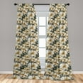 thumbnail image 2 of Floral Vintage Window Curtains, Retro Looking Exotic Hibiscus Petals Blossom Leaves Jungle Boho, Lightweight Decor 2-Panel Set with Rod Pocket, Pair of - 28"x95", Pastel Brown Sage Green, by Ambesonne, 2 of 3