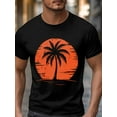 thumbnail image 3 of Men's T-Shirt Retro Orange Tropical Palm Tree Graffiti Short Sleeve Casual Tee Classic Crew Neck T-Shirt for Men, 5XL, 3 of 7