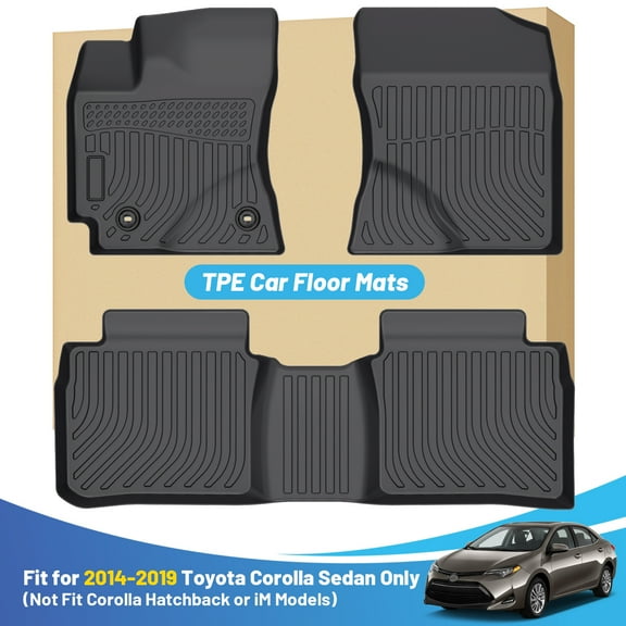Black Floor Mats Liners Replacement for Toyota Corolla Sedan 2014-2019 Heavy Duty All Weather Guard Front and Rear Car Carpet-Custom Fit (NOT FIT Corolla Hatchback or iM Models)