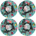 thumbnail image 2 of Shower Caps,Doberman Dog Pattern with Pioneer Flower Waterproof Shower Cap for Women 4 Pieces,Double Reusable Hair Cover for Shower PEVA Elastic Stretch Hem, 2 of 7