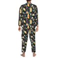 thumbnail image 5 of Mens Pajamas Set - Wine Bottle Print No.9036 Comfy Long Sleeve Button Up Pajama Sets for Men 2 Piece, Soft Sleepwear Nightwear Pjs Lounge Sets for Men with Pockets, 5 of 5