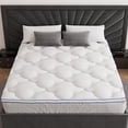 thumbnail image 2 of Belffin Full Washable Cotton Mattress Topper Square Quilted Filling 900g Silk Cotton With 21 Inch Deep Pocket , White, 2 of 7