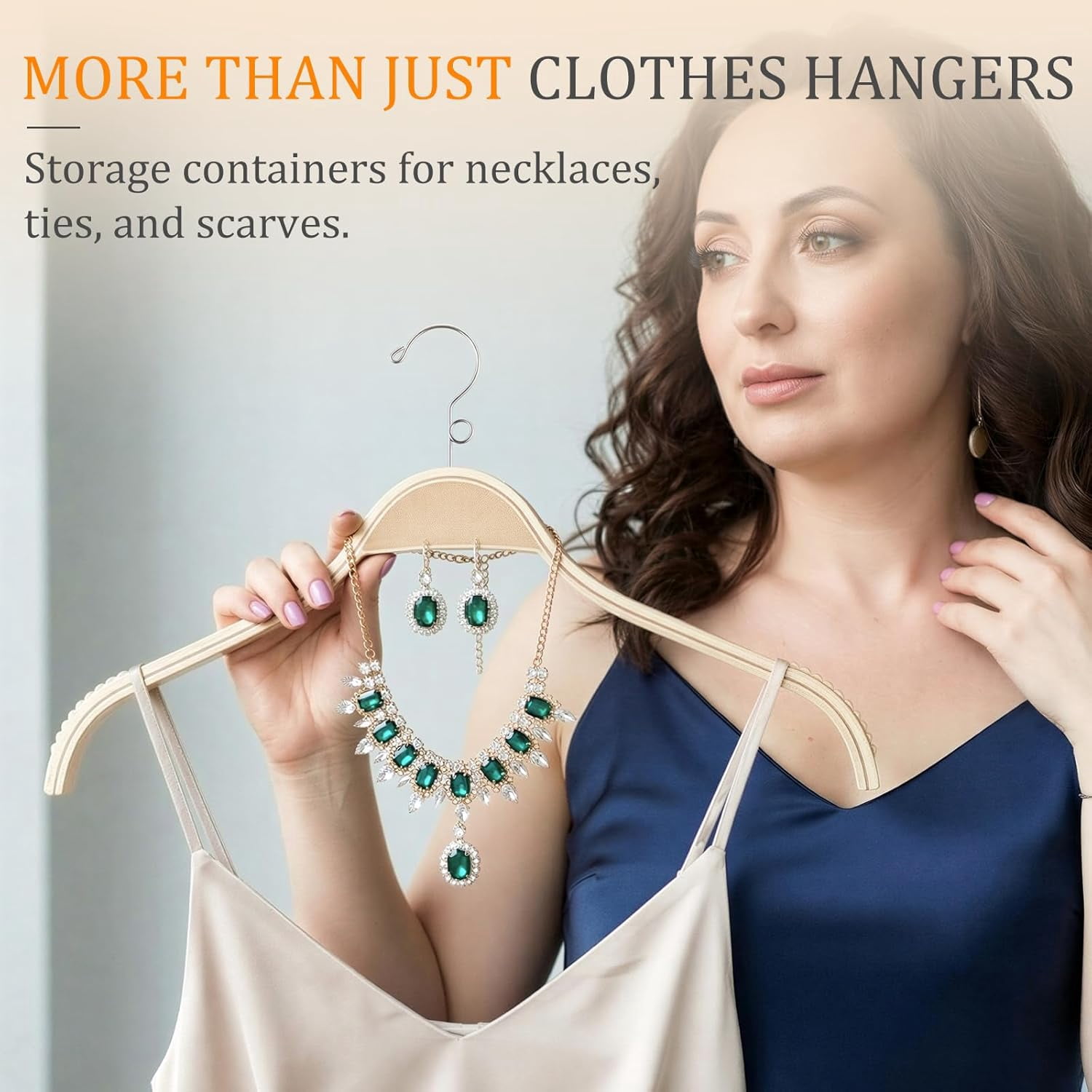 Slim Natural Wood Hangers with 360 Swivel Hook, Vertically Stackable Wooden Hangers with Non-Slip Rubber Grips No Shoulder Bump for Sweater, Camisole, Jacket, Dress, Coat
