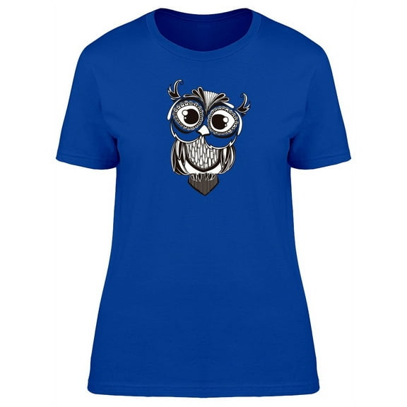 Lovely Bogo Owl Cartoon Sketch T-Shirt Women -Image by Shutterstock, Female Medium