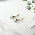 thumbnail image 4 of Gem Stone King 18K Yellow Gold Plated Silver Sky Blue Simulated Aquamarine Black Onyx and White Topaz Dangle Earrings for Women (5.26 Cttw, Gemstone Birthstone, Octagon 9X7MM), 4 of 4