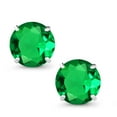 thumbnail image 2 of Gem Stone King 14K White Gold Green Nano Emerald Stud Earrings for Women Men (2.44 Cttw, Gemstone May Birthstone, Round 7MM), 2 of 5