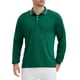 thumbnail image 5 of Camisa polo de golf de negocios de manga larga de color sólido para hombre, ajuste regular, tamaño L, verde, 5 of 6