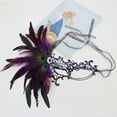 thumbnail image 2 of Xfvqtps Mardi Gras Mask for Women Masquerade Masks Half Face Feather Rhinestone Hollow out Carnival Mask for Makeup Performance Ball Party Purple, 2 of 7