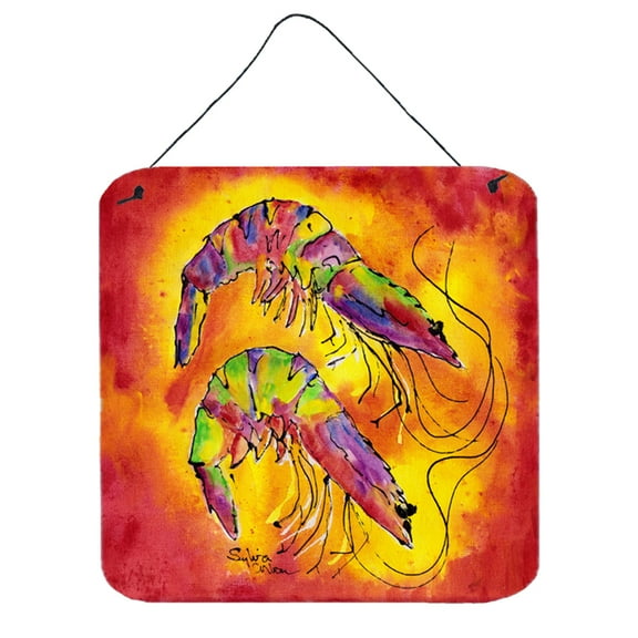 Carolines Treasures 8378DS66 Bright Shrimp on Red Wall or Door Hanging Prints 6HX6W multicolor
