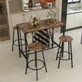 thumbnail image 3 of Topbuy 5 Pcs Bar Table Set with Storage, Rustic Brown & Black, 3 of 8