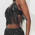 Women's Belly Dance Sequin Bra Tassel Clothing Tops