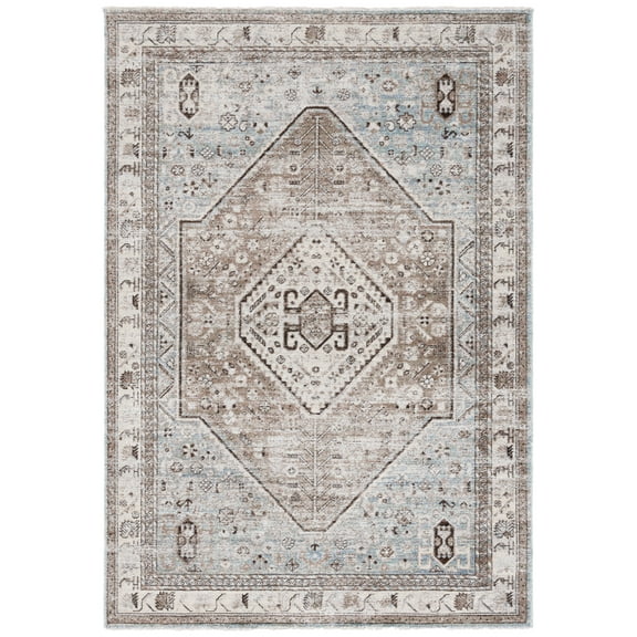 SAFAVIEH Antique Patina Dorris Medallion Polyester Area Rug, Blue/Beige, 5'3" x 7'7"