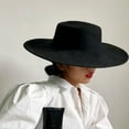 thumbnail image 3 of Minnieouse Sombrero de fieltro negro de moda para mujer, gorra Derby plana de ala ancha para iglesia, sombrero de copa suave de ajuste Universal, Sombreros Bronceado suave, 3 of 6