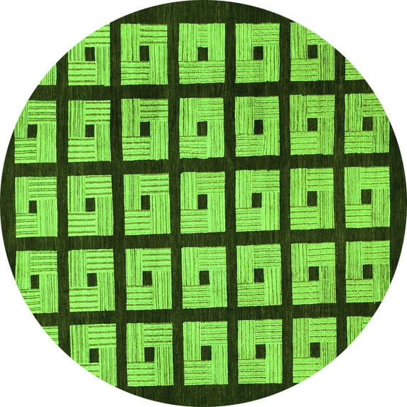 Ahgly Company Indoor Round Abstract Green Modern Area Rugs, 7' Round