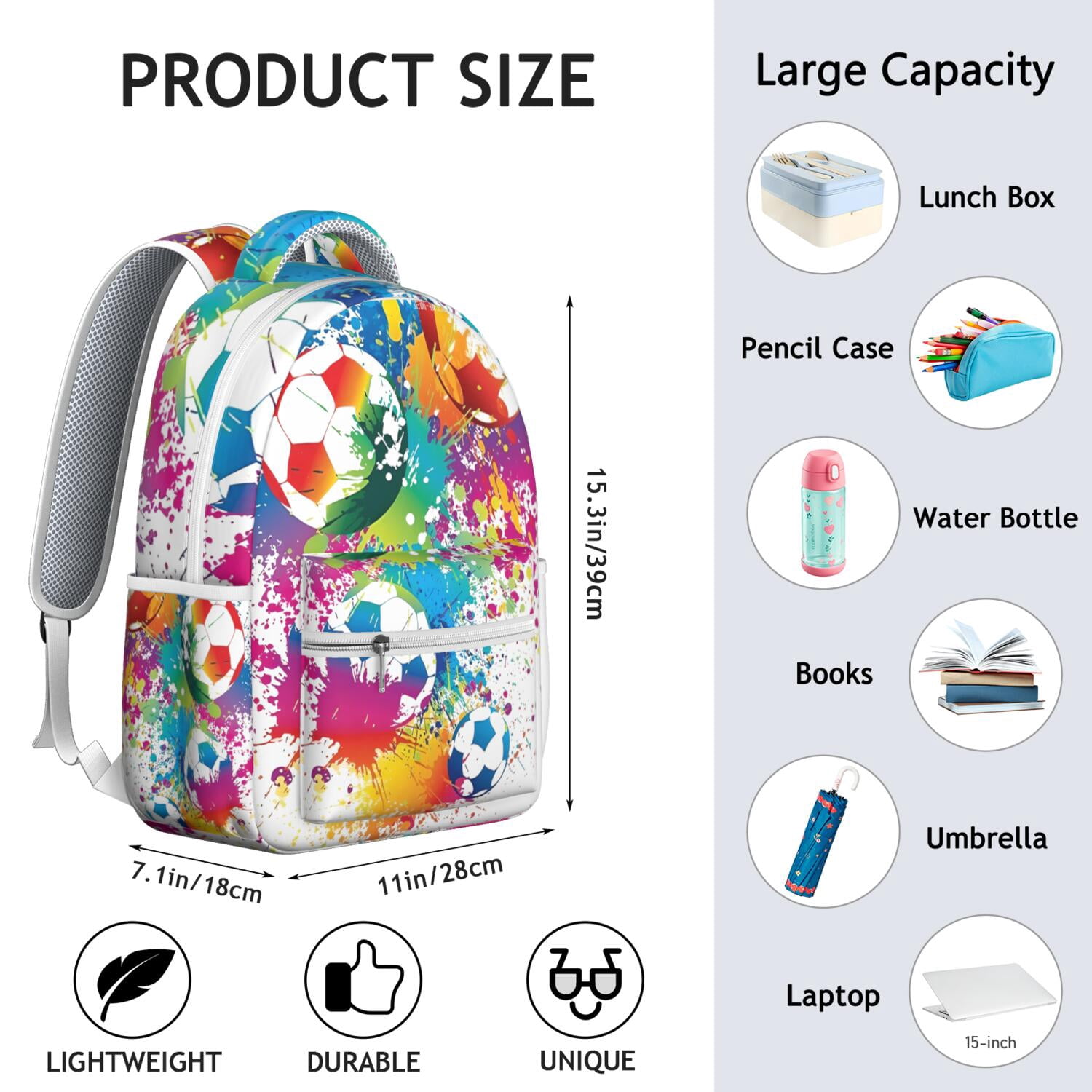 Sports-Themed School Backpack - Lightweight & Waterproof Bookbag for Tennis & Golf