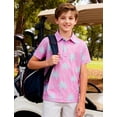 thumbnail image 5 of Lanbubble Big Boys Polo Shirts Collared Palm Printed Hawaiian Shirt Short Sleeve Top, 5 of 6